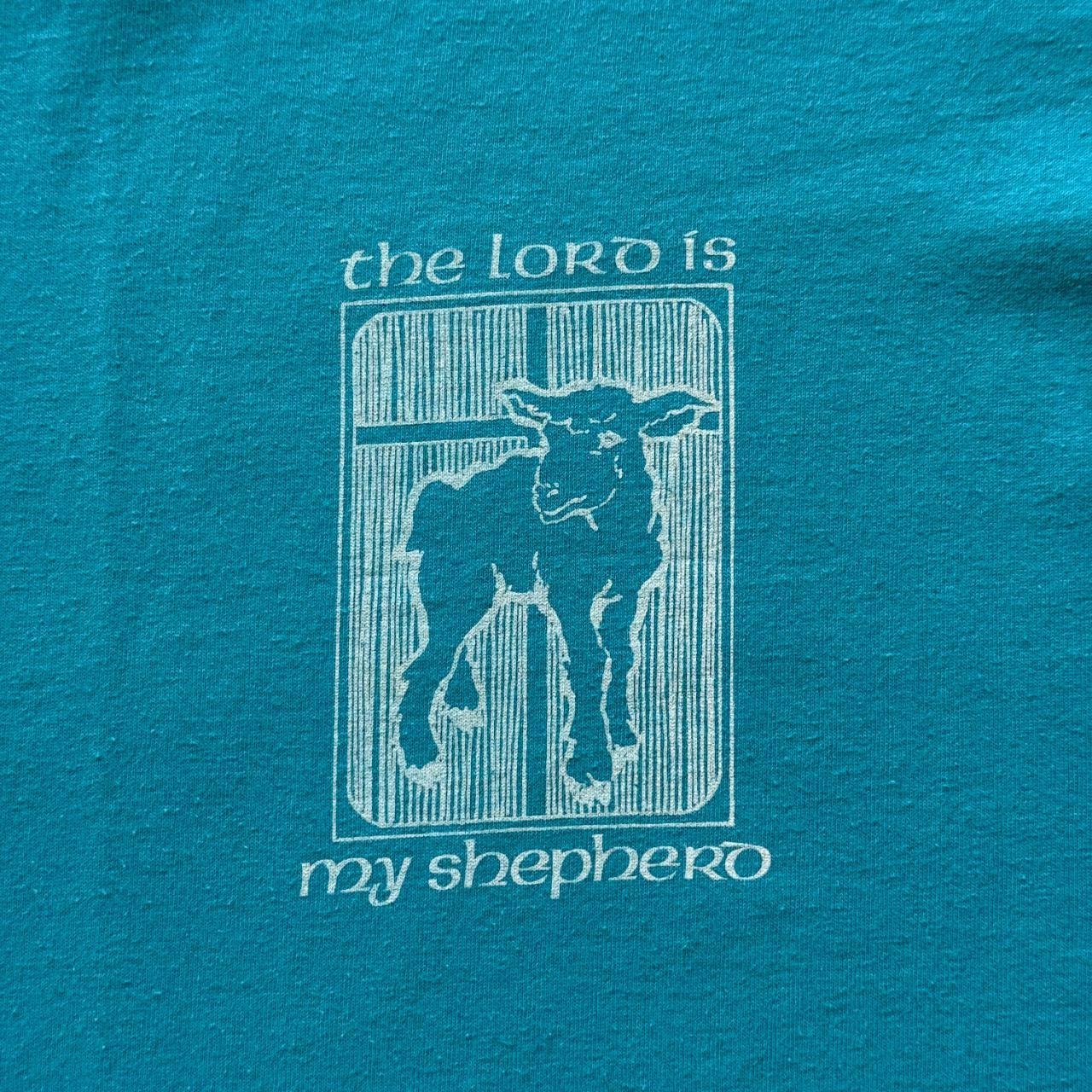Aqua Blue The Lord Is My Shepard Religious Vintage 90s T-shirt - Small