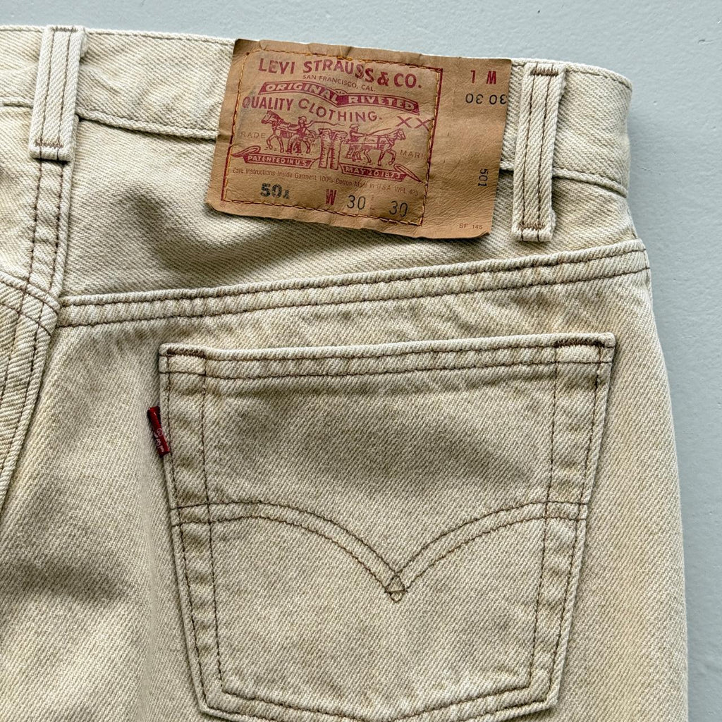Cream Levi's 501 Denim 90's Vintage Jeans - 30” x 29”