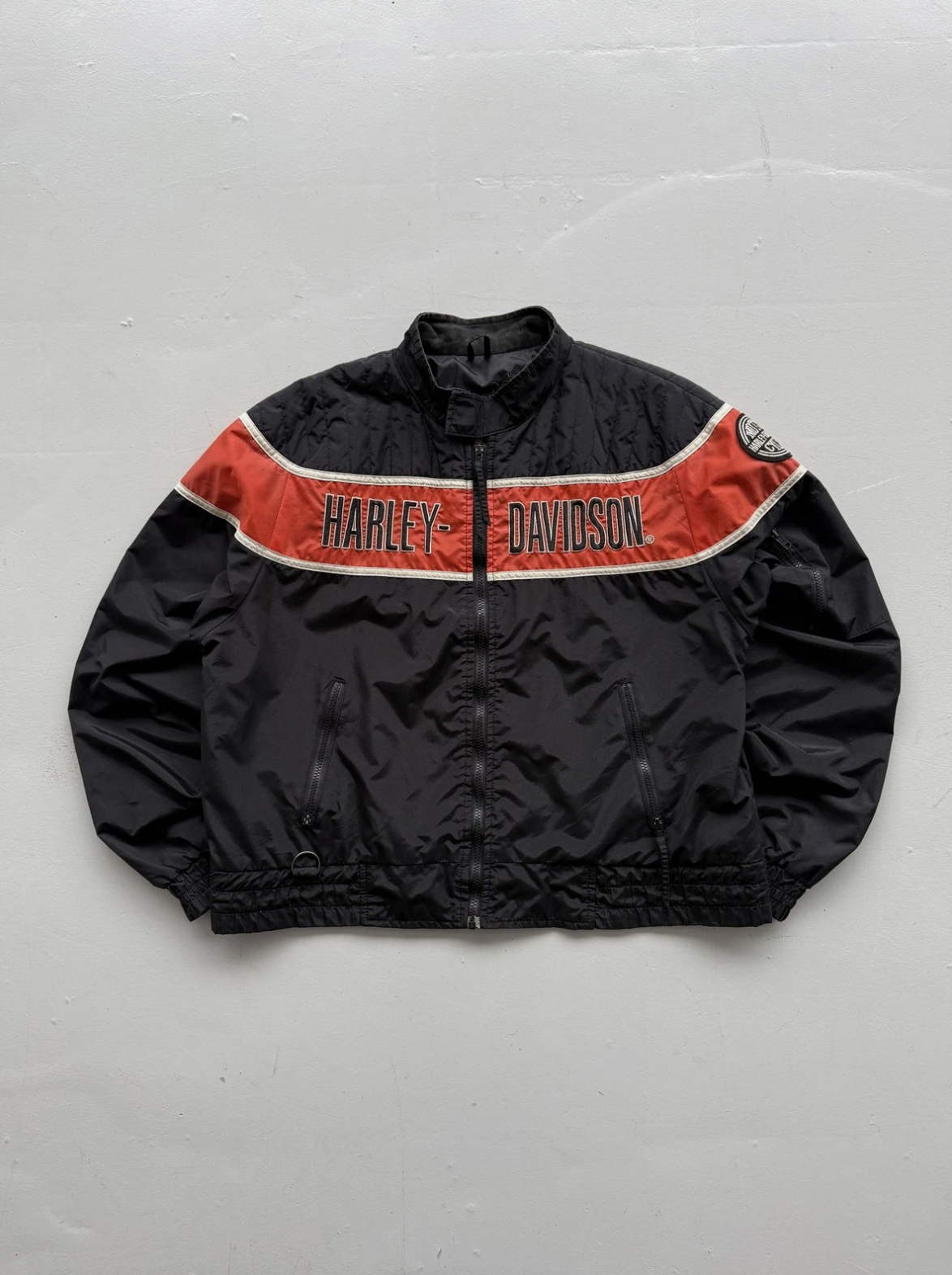 Black Harley Davidson 00's Vintage Made in USA Biker Jacket - Large