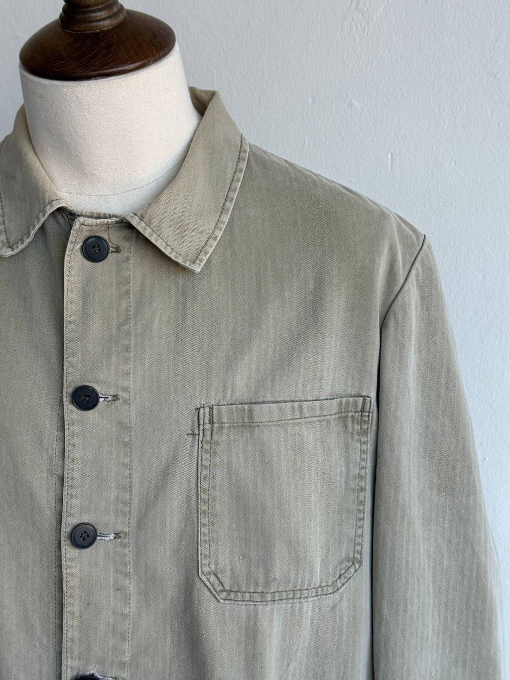 Faded Green French 1960s Vintage Workwear Chore Jacket CH453 - Medium