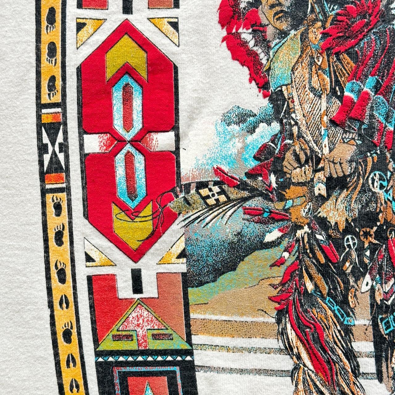 Tan Native Ameircan Vintage 90's Graphic T-shirt - XL Long