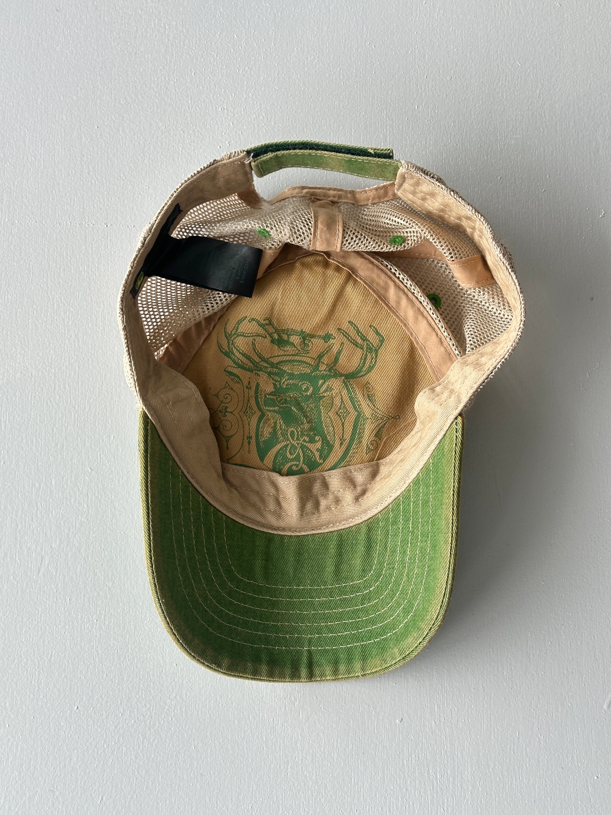 Green / Beige John Deere Vintage Foam and Mesh SnapBack Trucker Cap