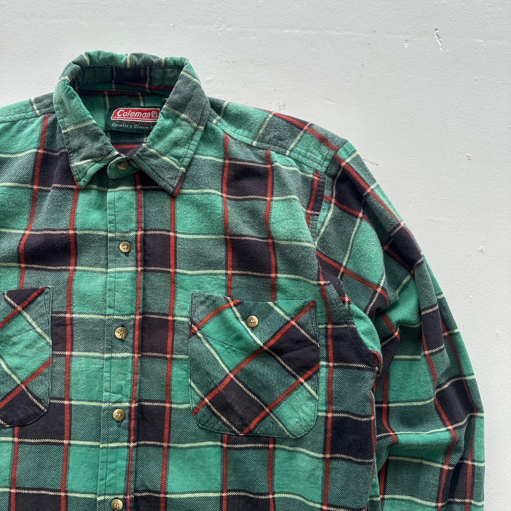 Green Checkered Coleman 90s Vintage Long sleeve - Medium