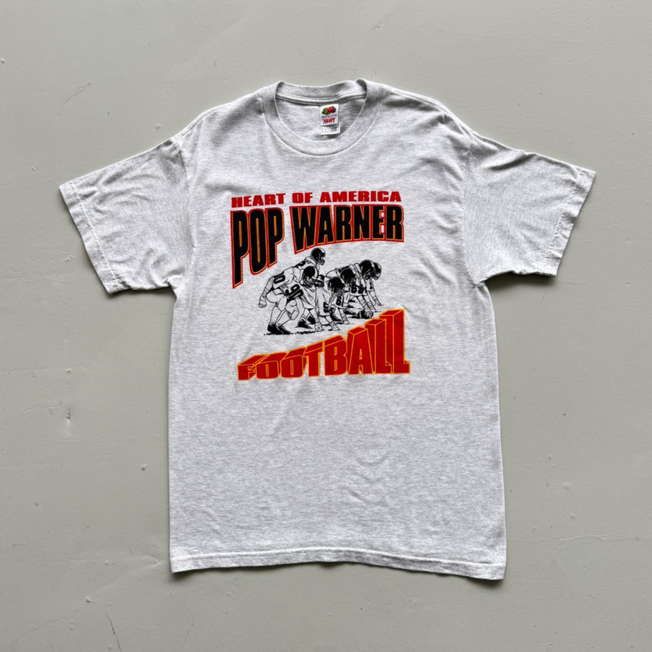 Grey Pop Warner 90s Vintage Graphic T-Shirt - Large