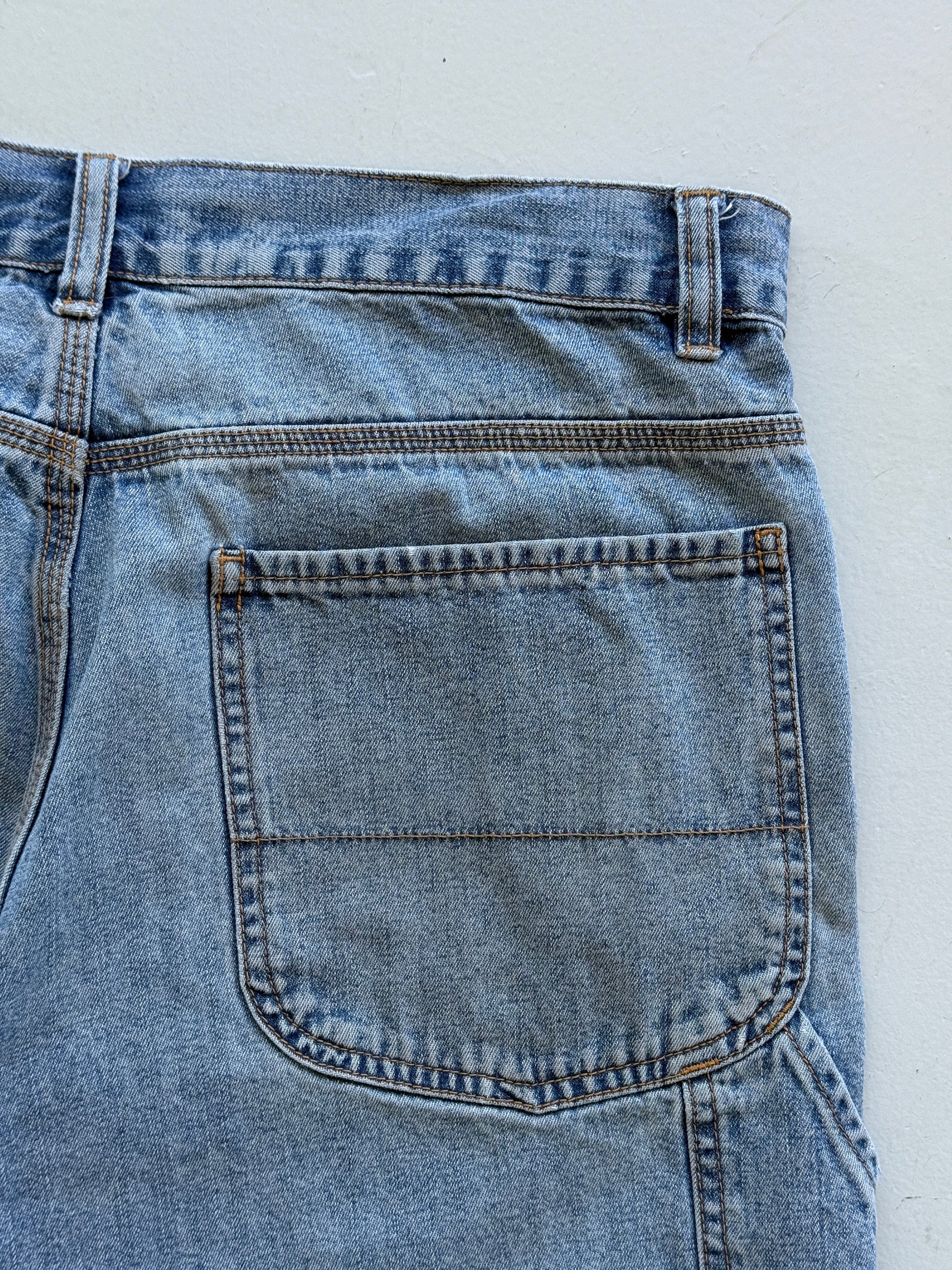 Blue HS 00's Vintage Y2K Baggy Carpenter Style Denim Shorts - W36 x L9