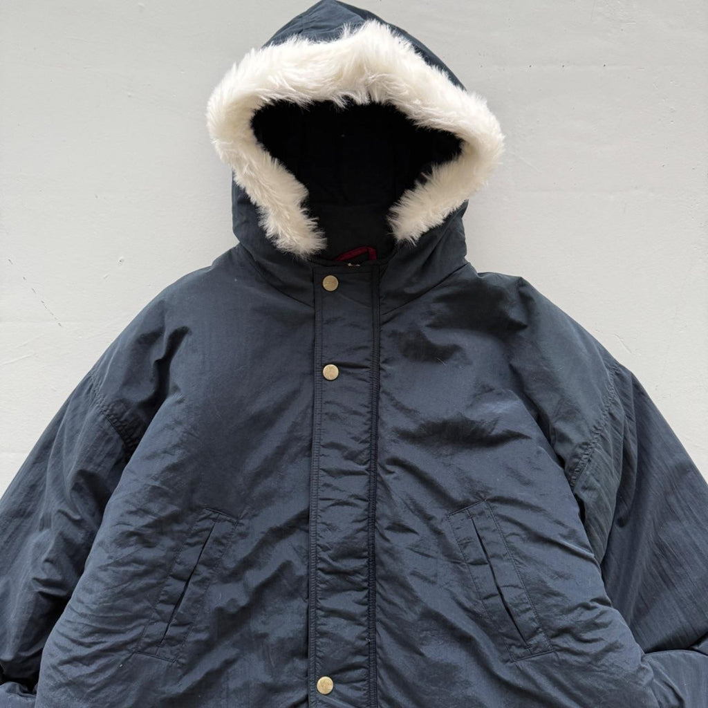 Navy Kappa 90's Heavy Down Parka Jacket - Large