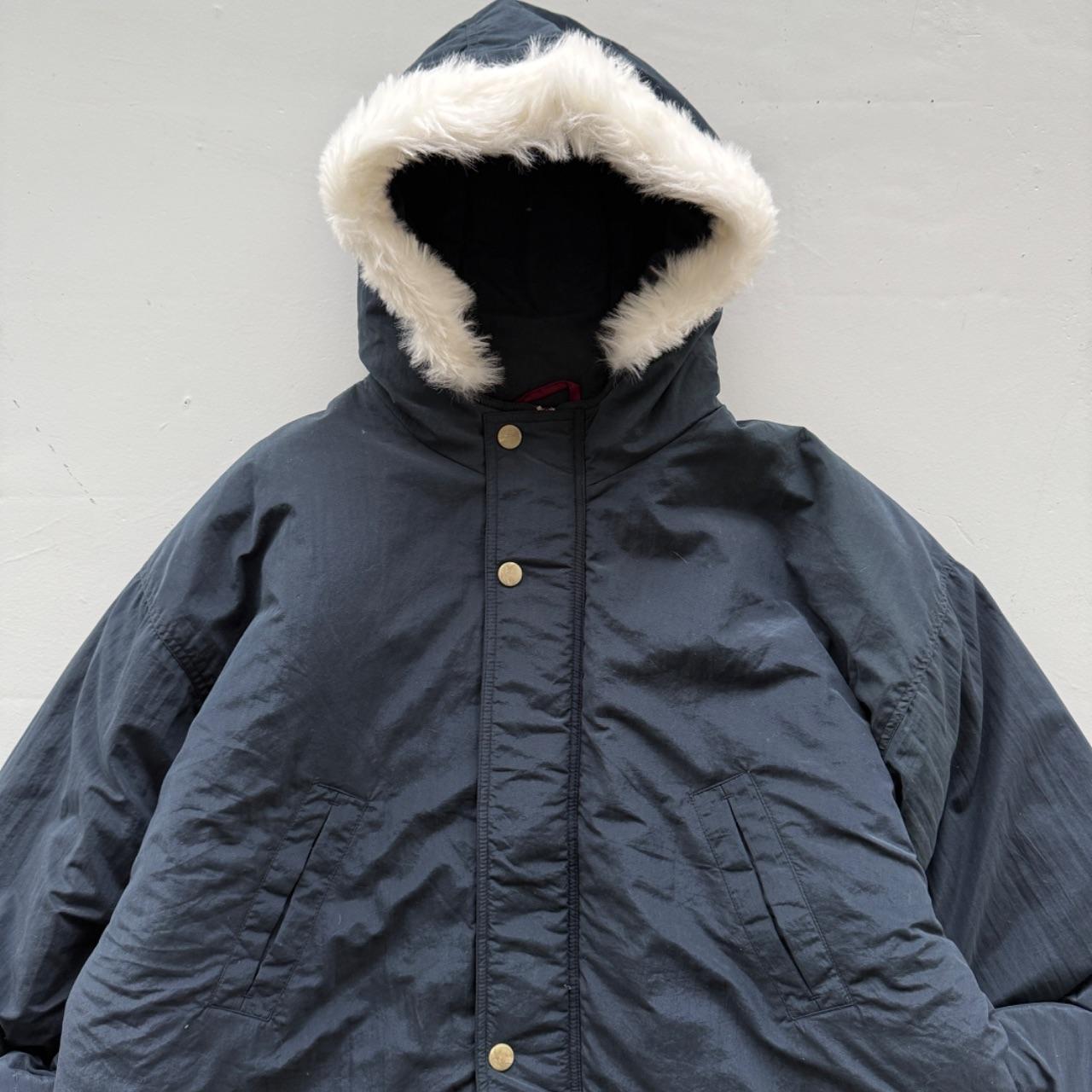 Navy Kappa 90's Heavy Down Parka Jacket - Large