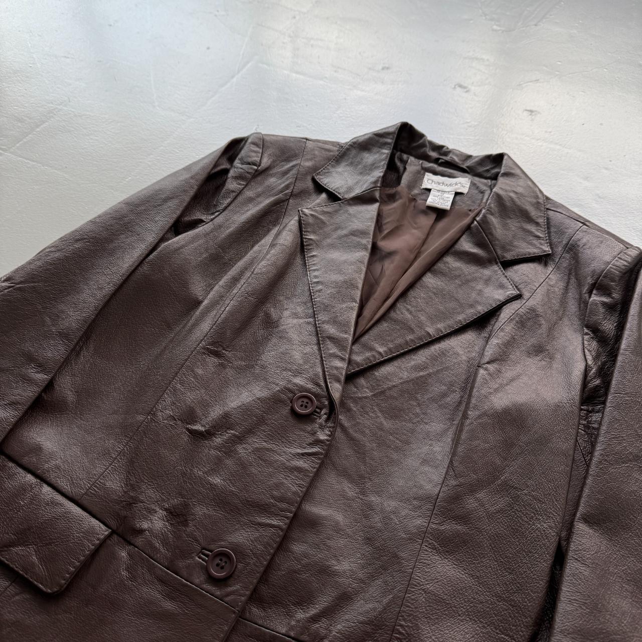 Brown Chadwicks Vintage 00s Leather Blazer Jacket - Womens Size 10