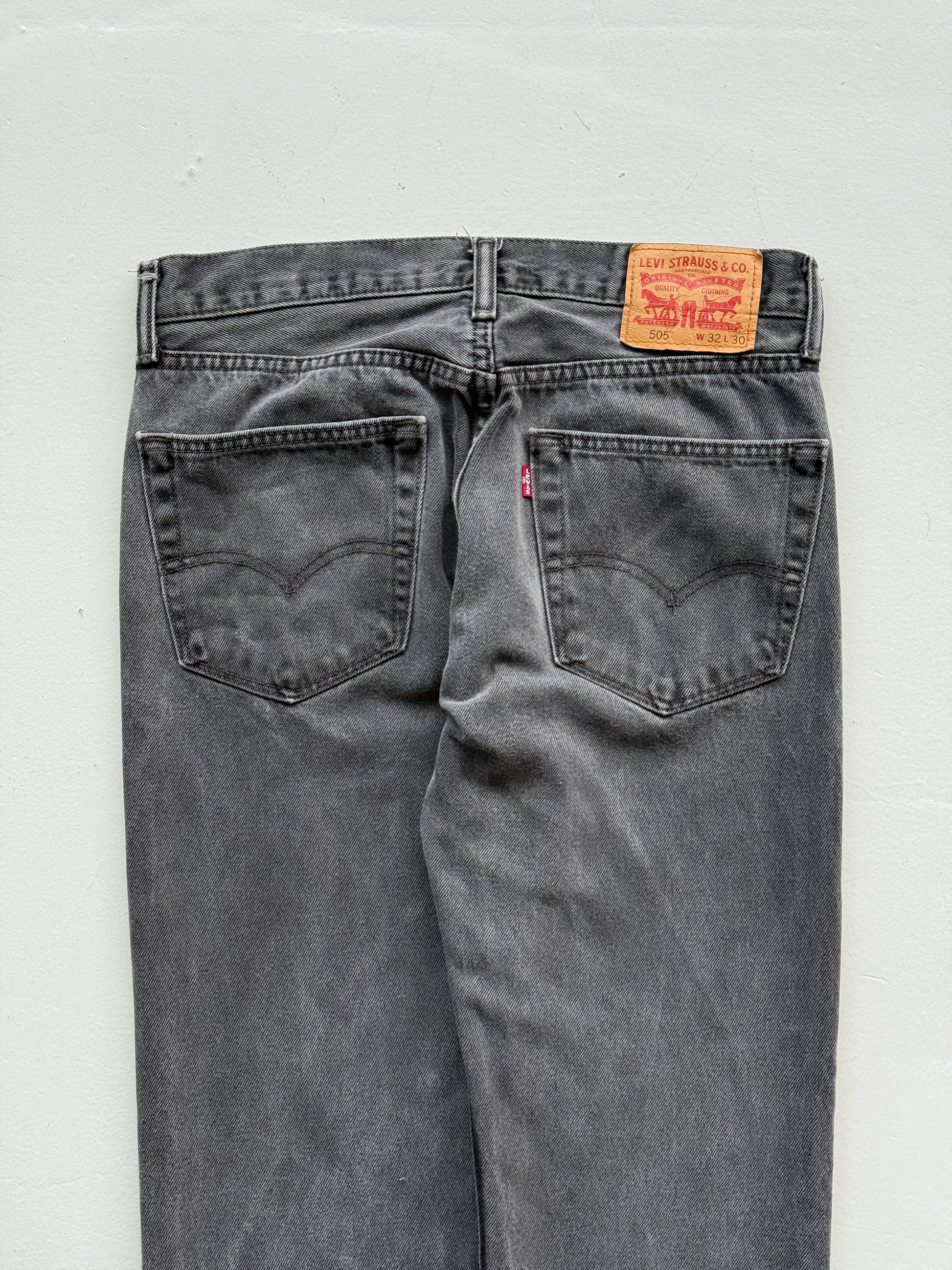 Grey Levi's 505 Denim Straight Leg Vintage Jeans - 32” x 28”