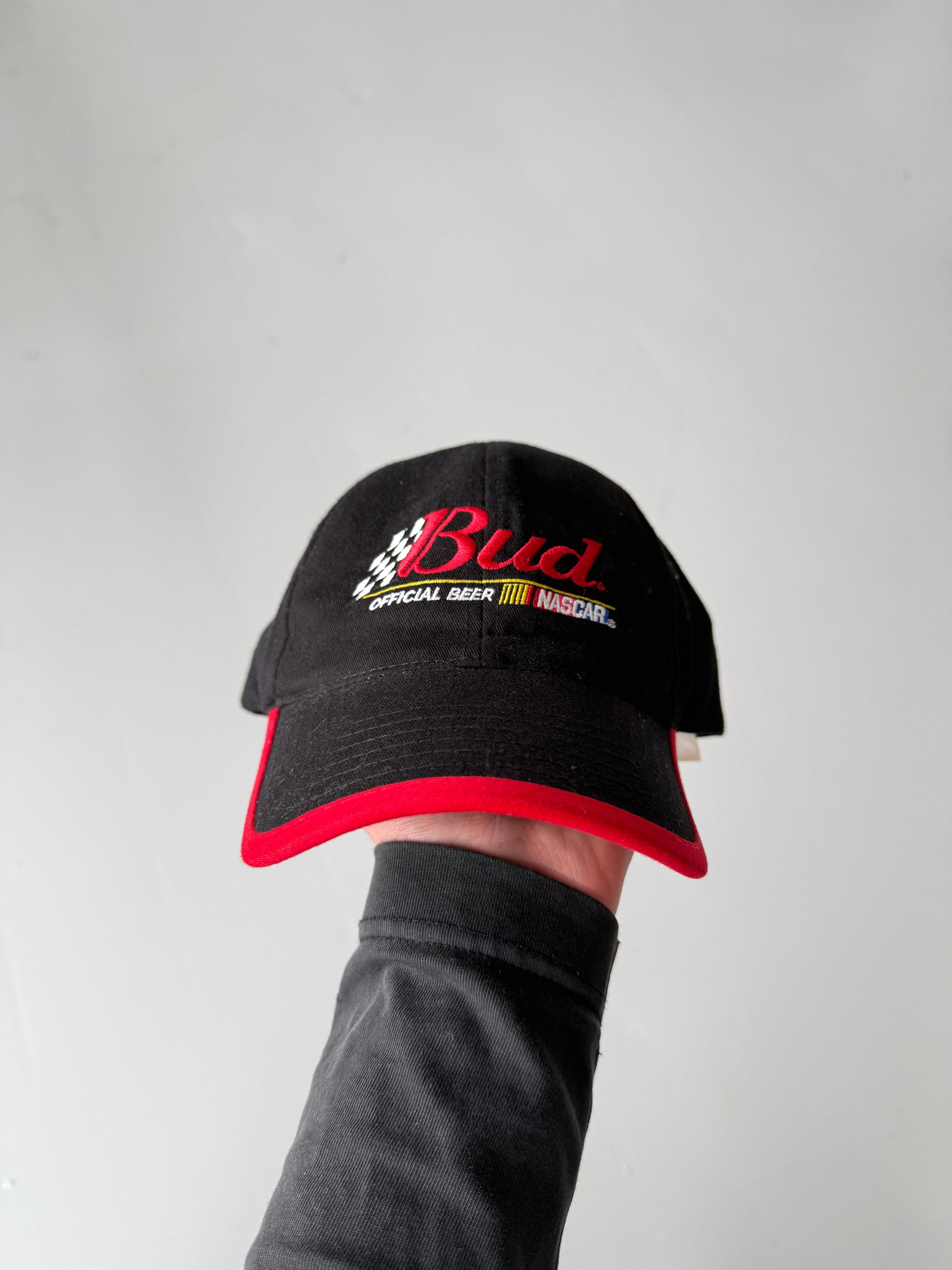 Black Budweiser Nascar Vintage Cotton SnapBack Trucker Cap