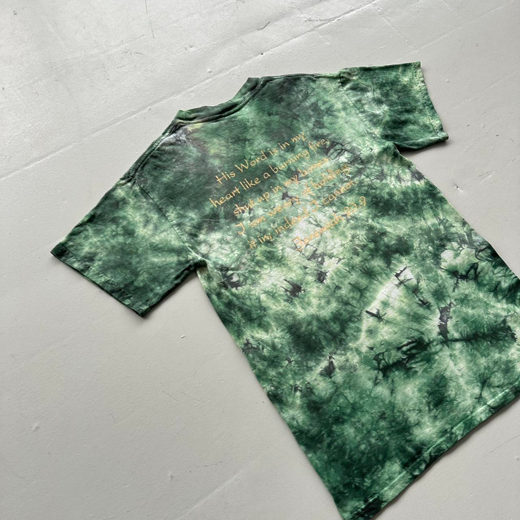 Green Tie Dye Jesus Freak 00s Vintage Graphic T-Shirt - Small