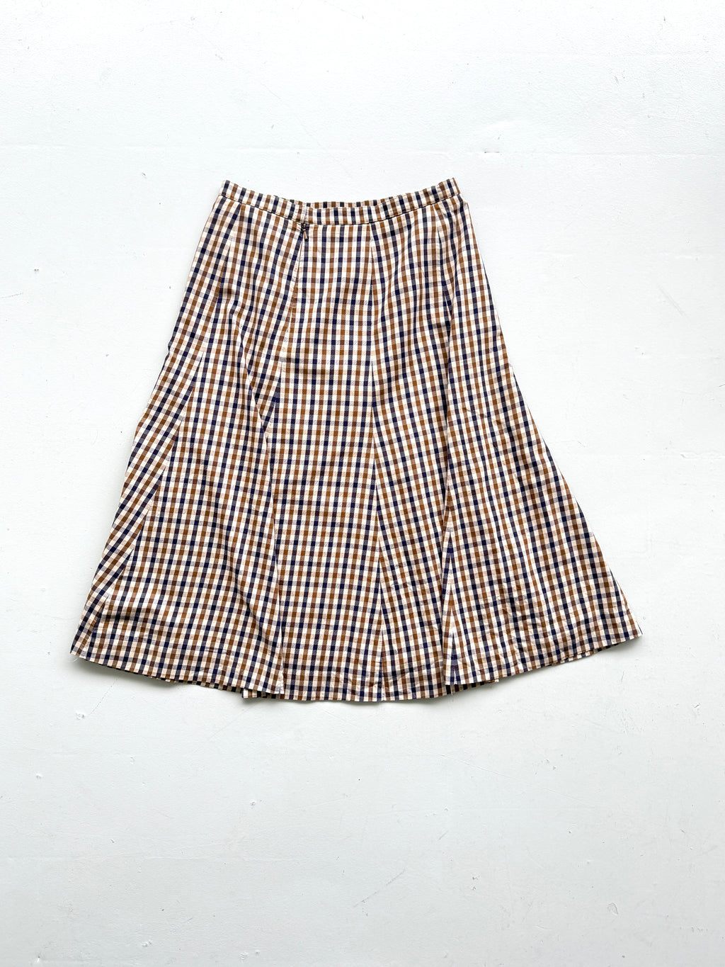 Aquascutum Womens Vintage 90s Brown Club Check Panelled Midi Skirt - UK 10