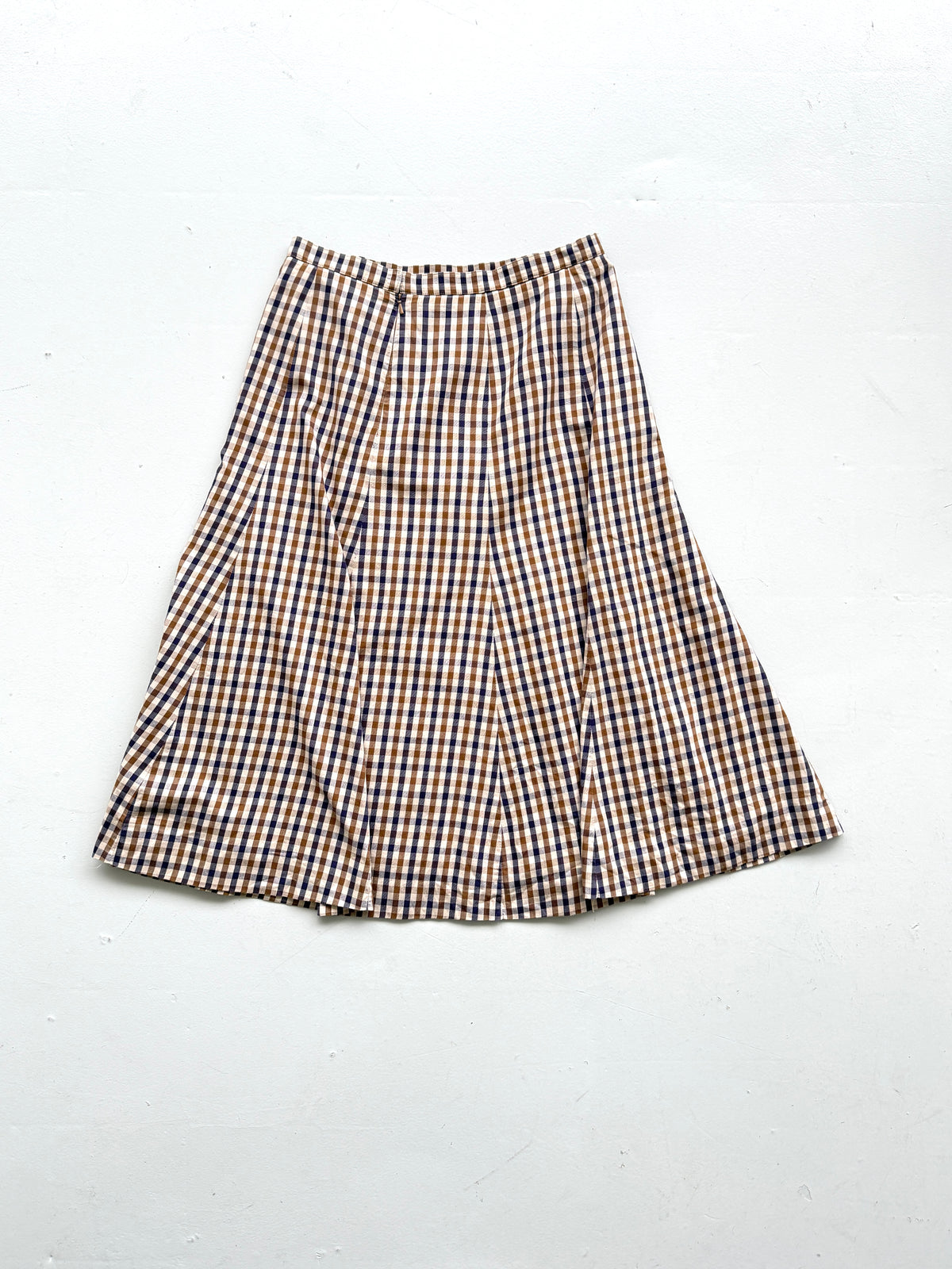 Aquascutum Womens Vintage 90s Brown Club Check Panelled Midi Skirt - UK 10