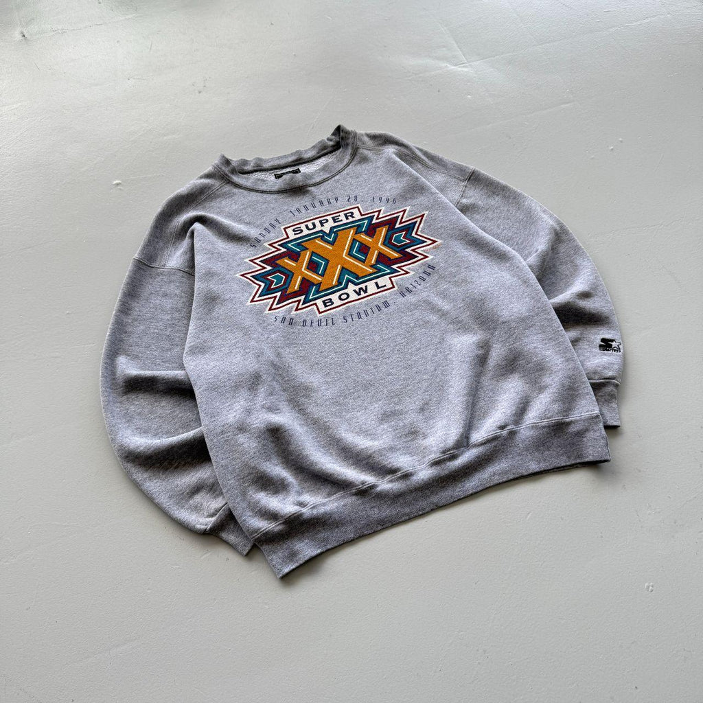 Grey NFL Super Bowl 1996 Graphic Vintage 90s Sweatshirt - Large