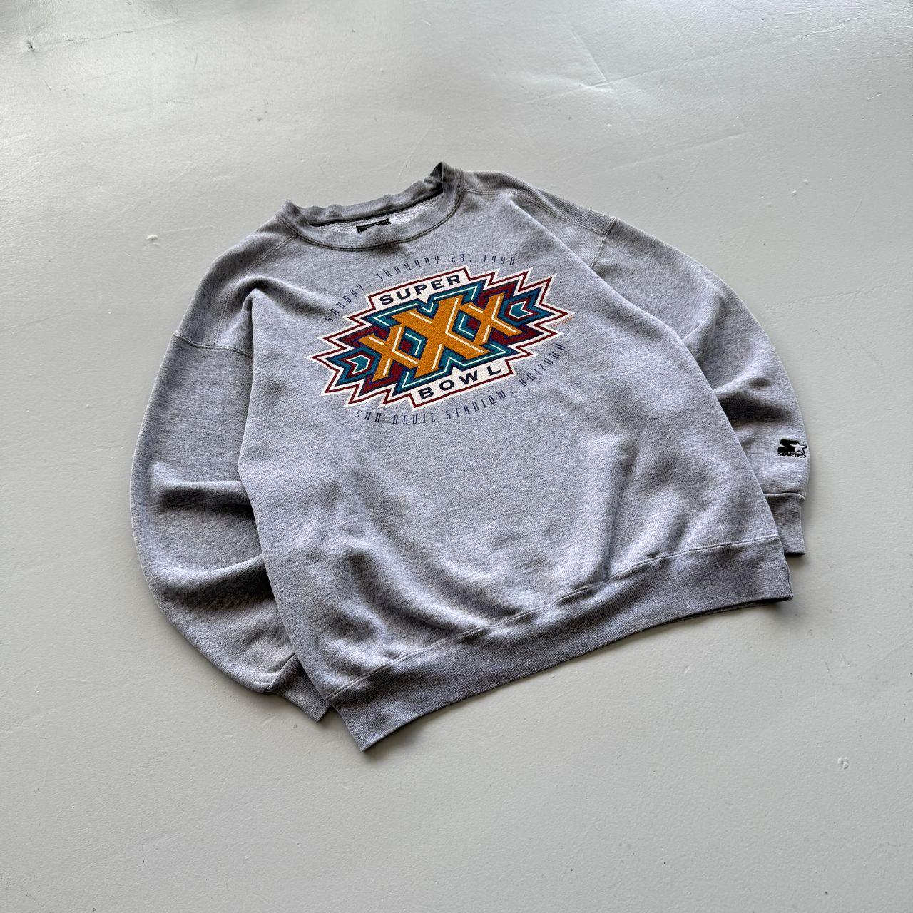 Grey NFL Super Bowl 1996 Graphic Vintage 90s Sweatshirt - Large
