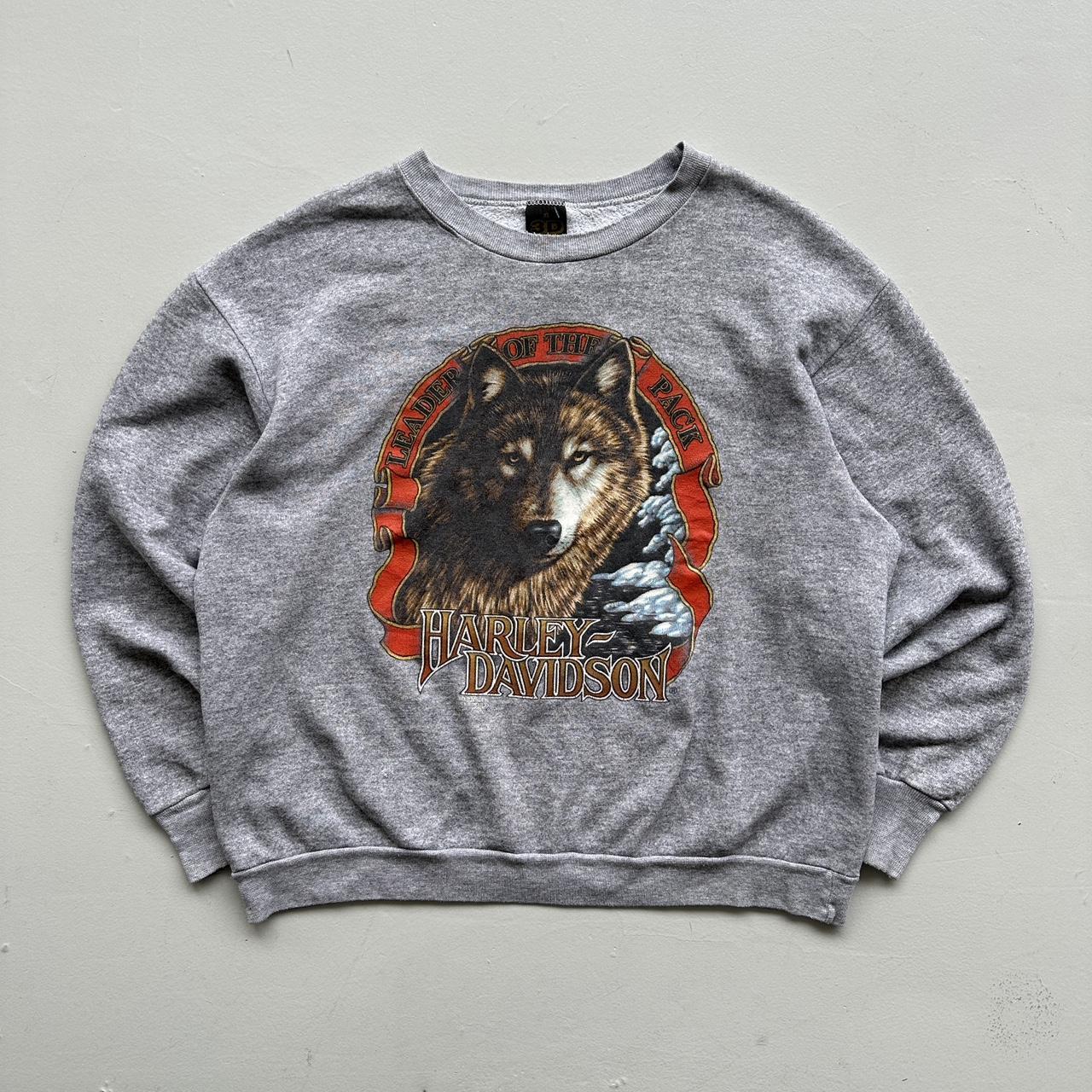 Grey Harley Davidson 3D Emblem Rare 90’s Vintage Sweatshirt - Large