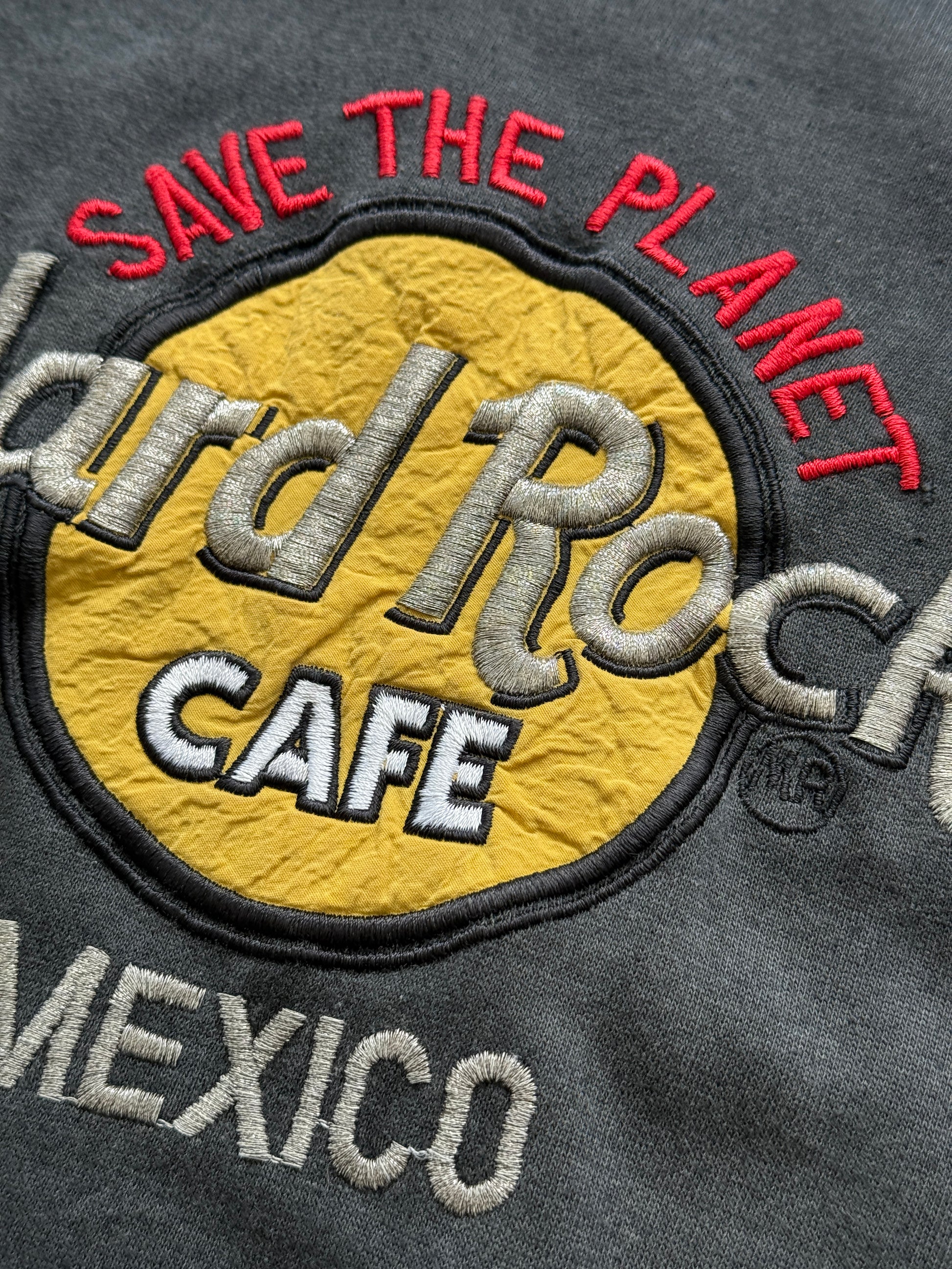 Grey Hard Rock Cafe 90's Vintage Sweatshirt Jumper - Medium Oversized