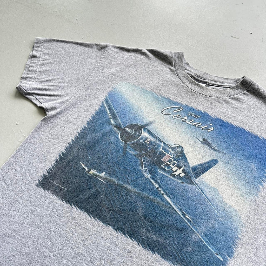 Grey Fighter Jet Vintage T-shirt - XL