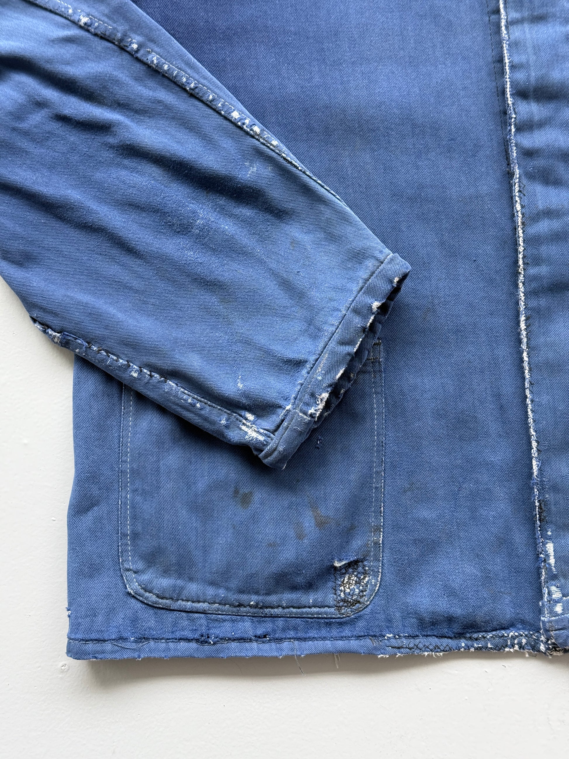 Thrashed Blue Chore Jacket 70's Vintage French Workwear CH146 - Oversized Medium