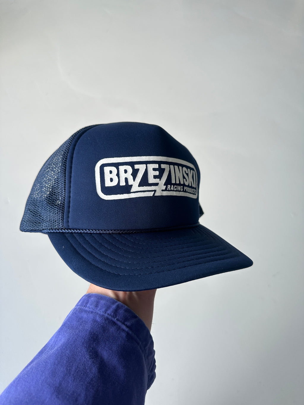 Navy Vintage SnapBack Trucker Cap Foam & Mesh Brzezinski Racing Products