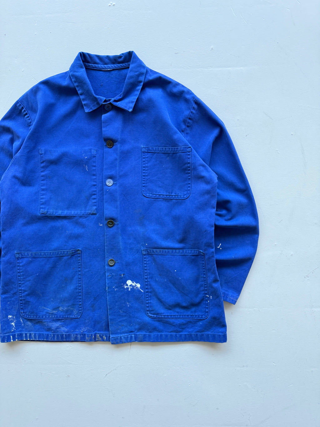 Blue French Workwear Vintage Thrashed Chore Jacket CH039 - Medium/Large