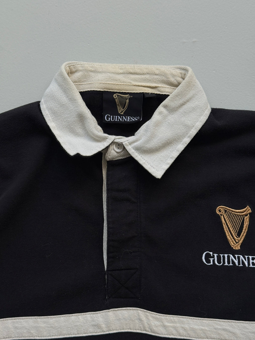 Guinness Harp Logo Vintage Rugby Polo Shirt - Large