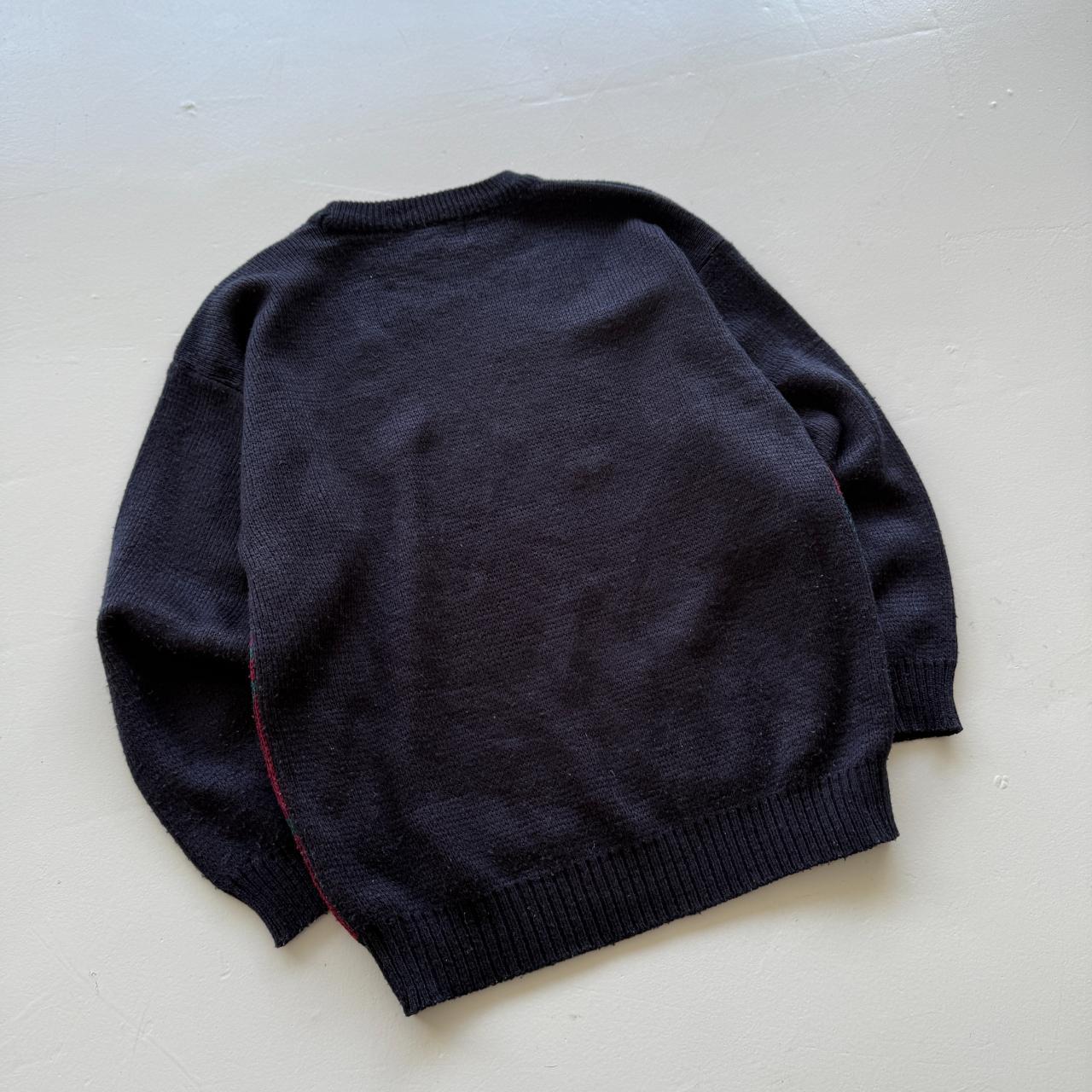 Navy 90s Vintage Knitted Outdoors Hang Gliding Sweatshirt - Large