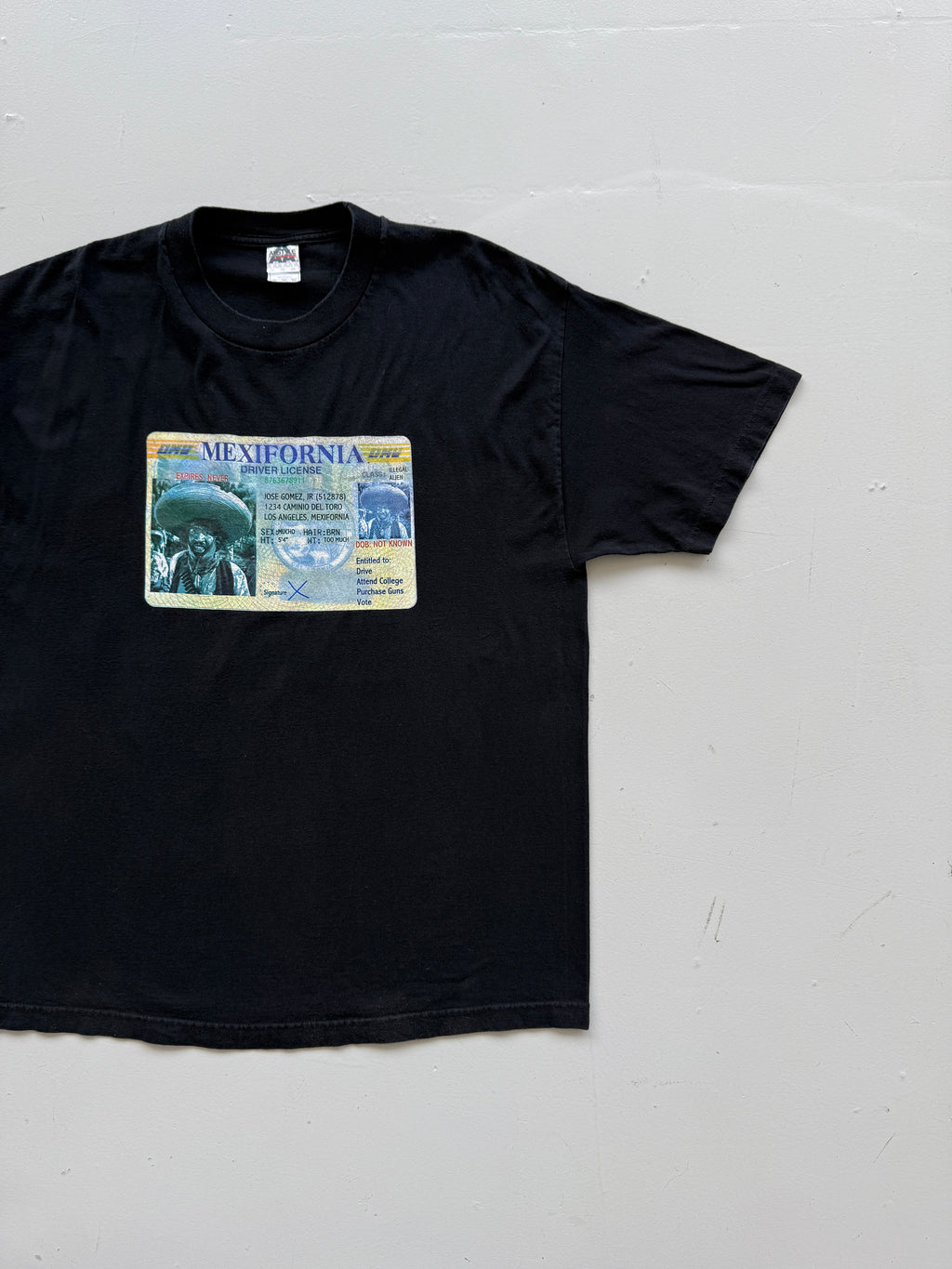 Black Mexifornia 00's Vintage Humour Satire Graphic T-Shirt - XL