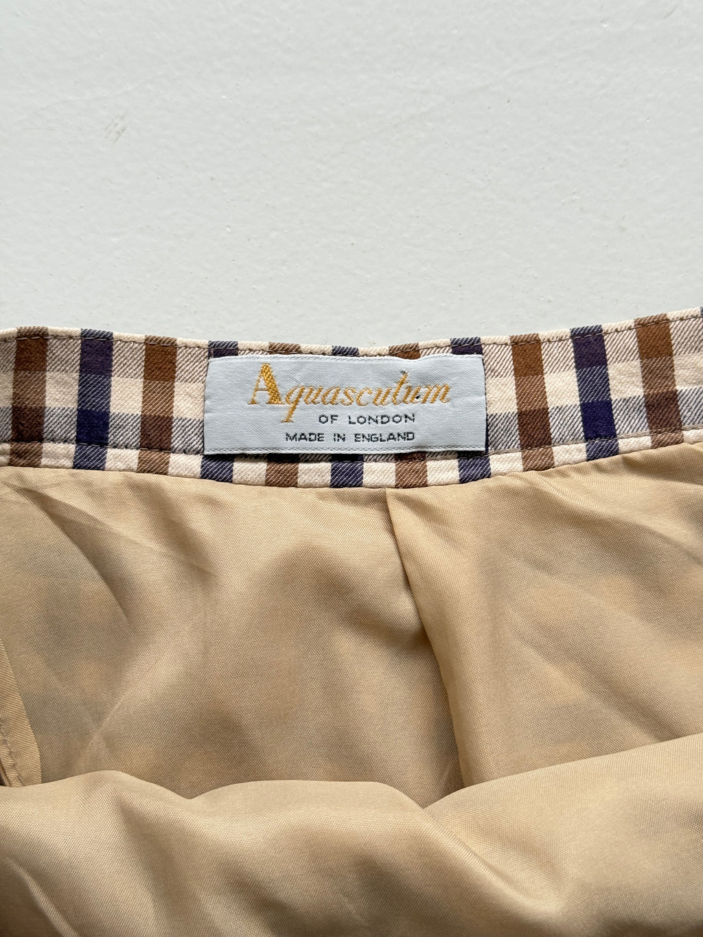 Aquascutum Womens Vintage 90s Brown Club Check Panelled Midi Skirt - UK 10