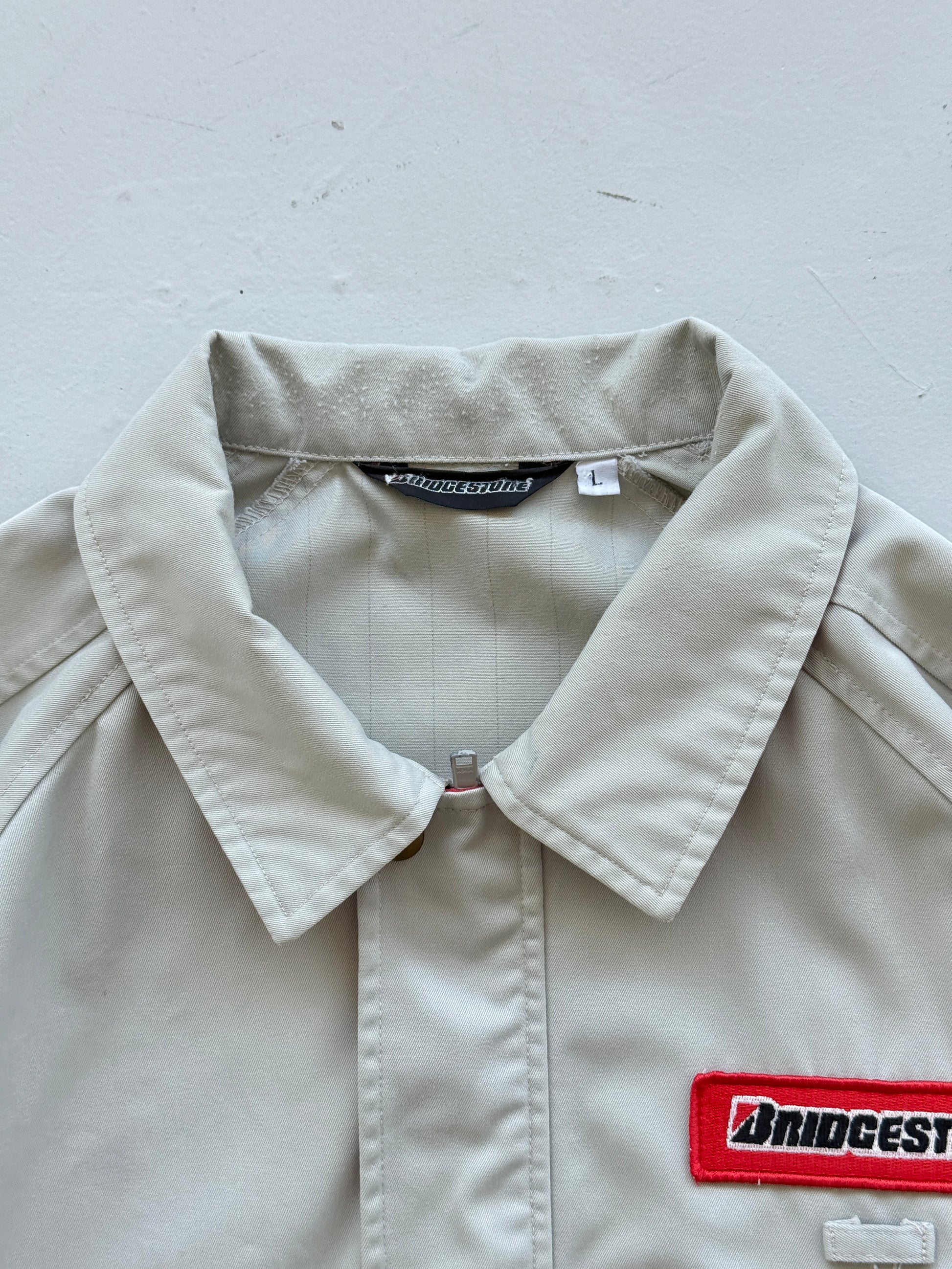 Grey Japanese Workwear 90's Vintage Bridgestone Mechanics Jacket - Medium