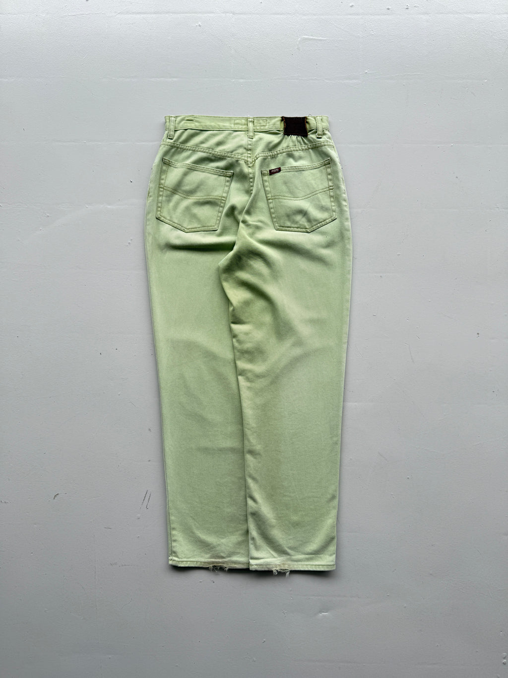 Pale Green Moto Y2K Vintage Jeans - UK 14