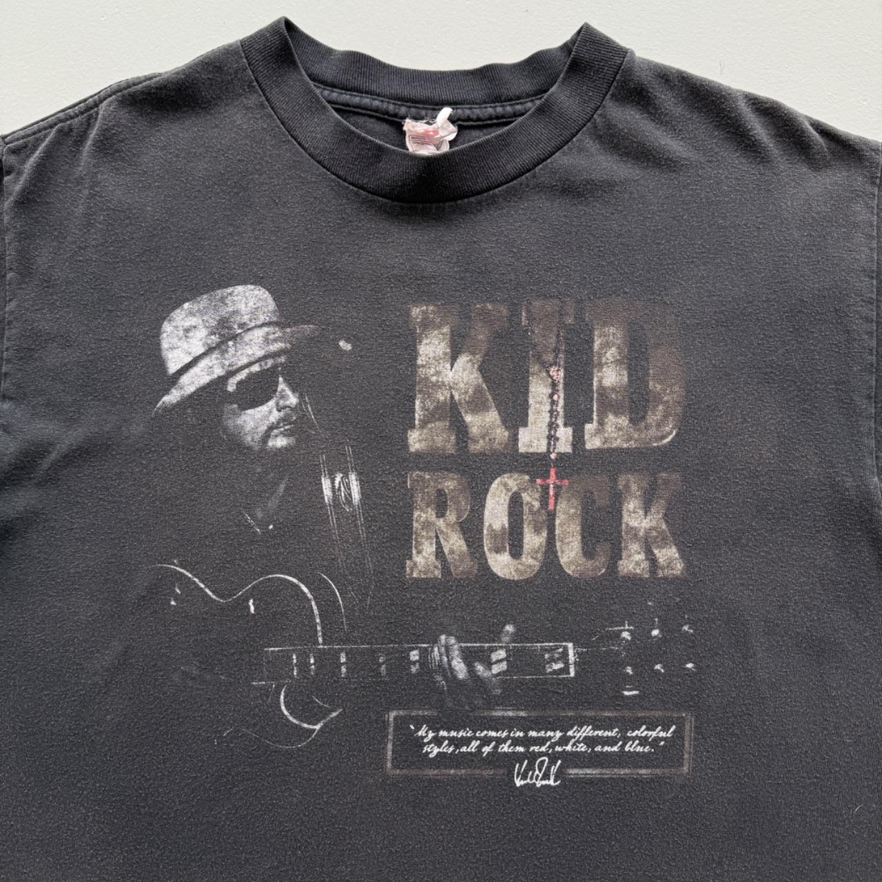 Faded Black Kid Rock 90s Vintage Graphic Band T-Shirt - Small