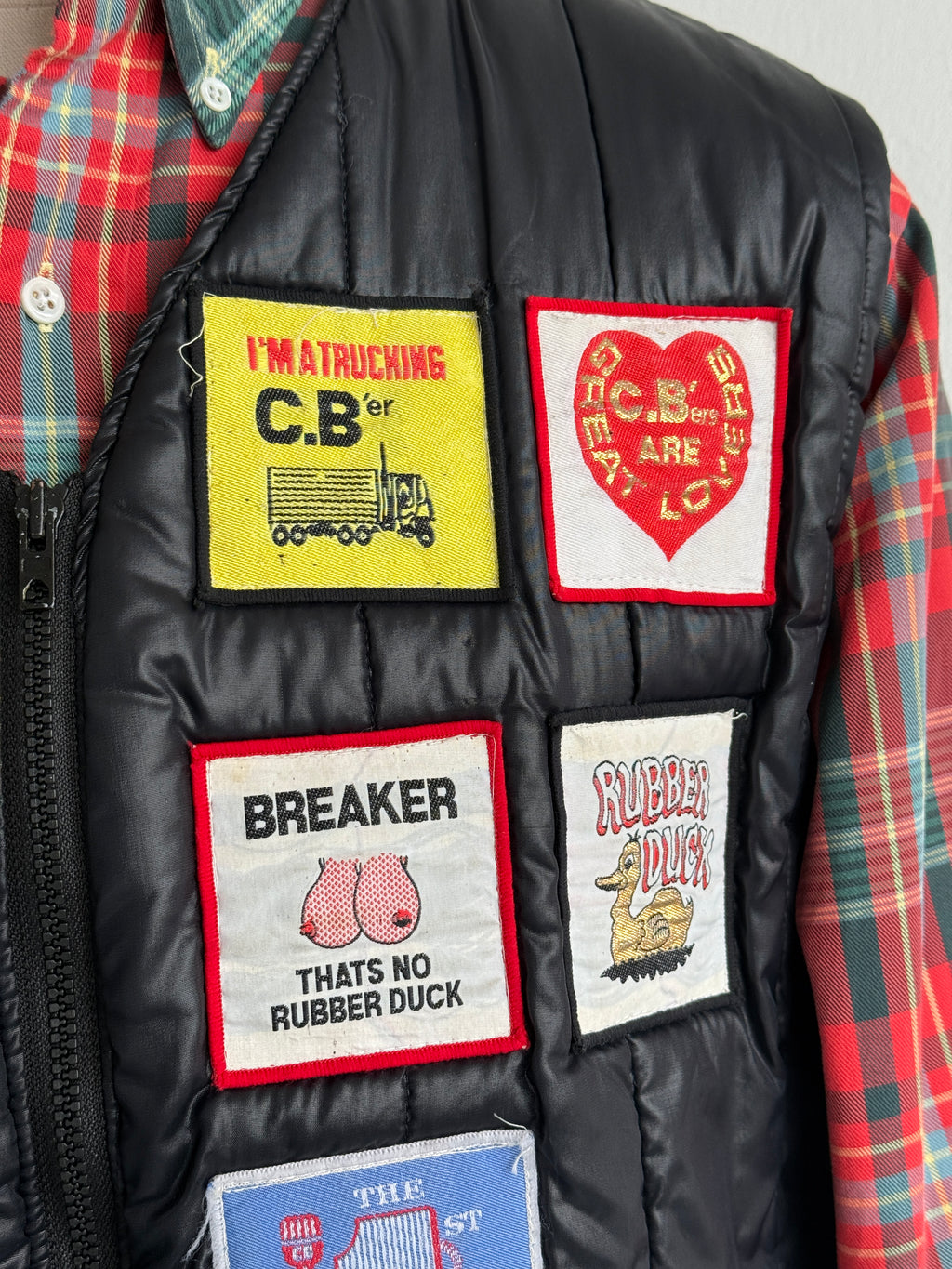 CB Radio Nuts Patch Quilted 70s/80s Vintage Gilet Vest - XL