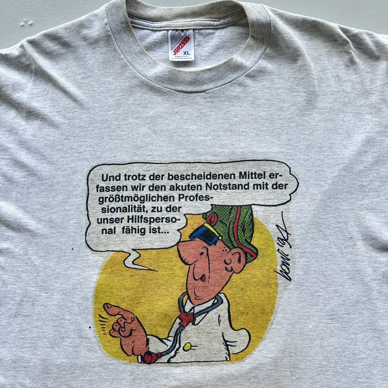 Grey Novelty Cartoon German Airforce Vintage T-shirt - XL