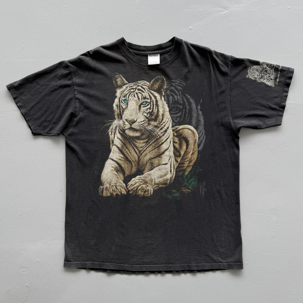 Black Busch Gardens Faded Tiger Vintage 90's T-shirt - XL