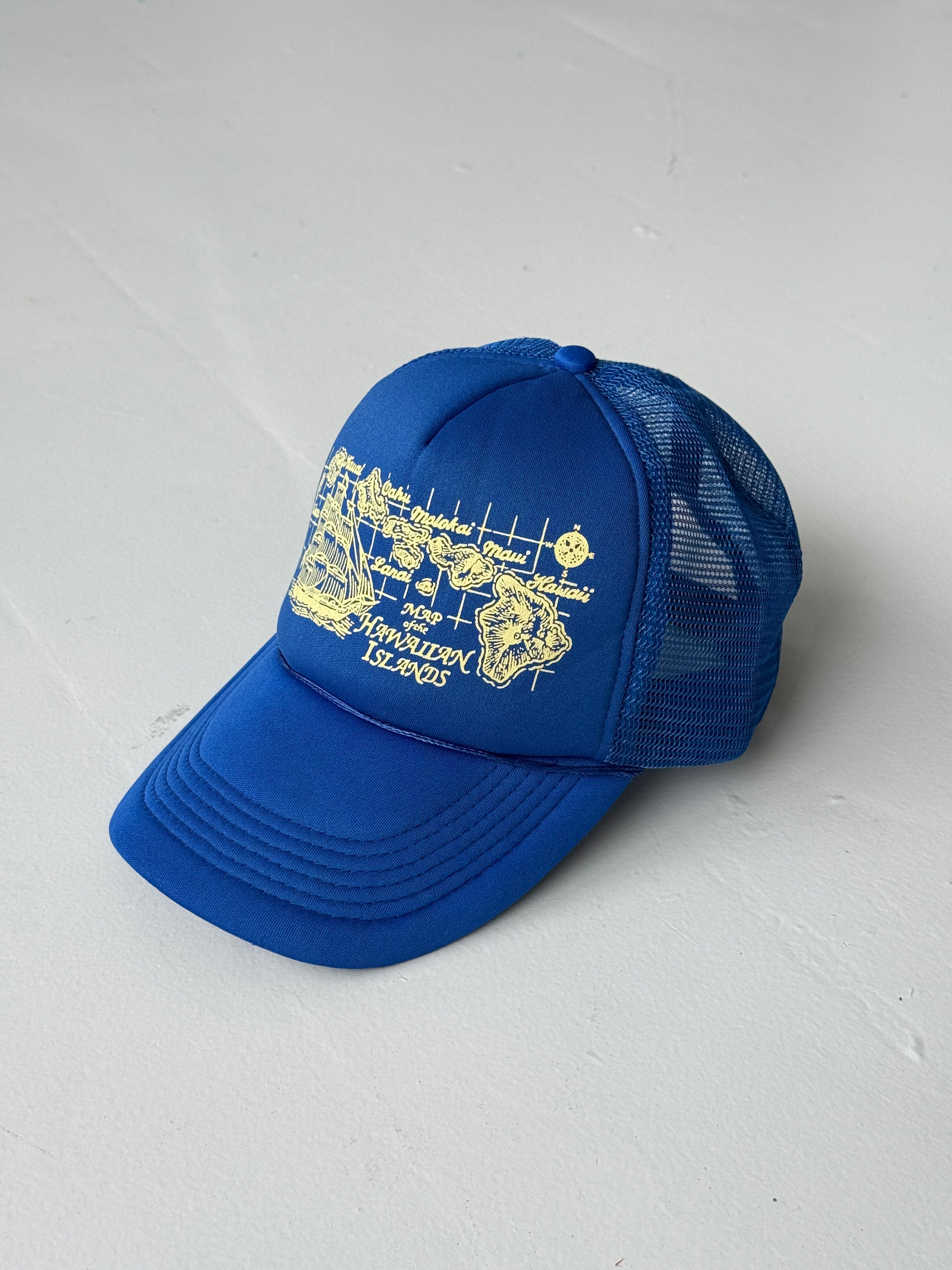 Blue Hawaiian Islands Tourist Vintage Foam and Mesh SnapBack Trucker Cap
