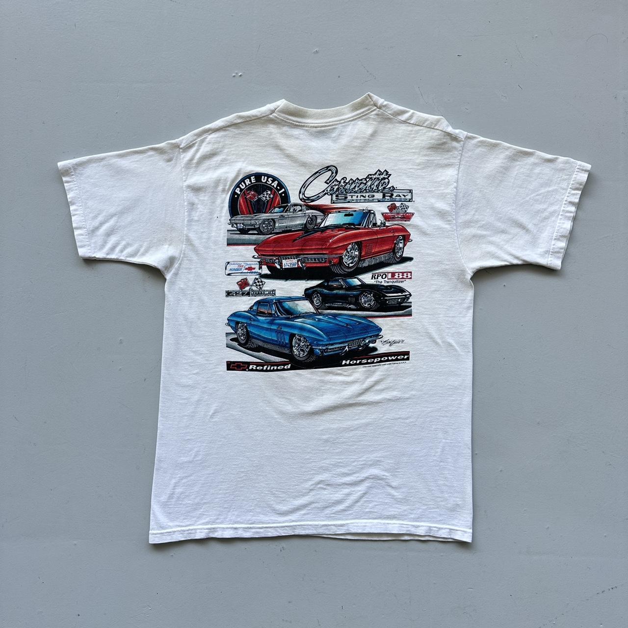 White Unforgettable Cars Corvette Stingray Vintage 90's T-shirt - Large