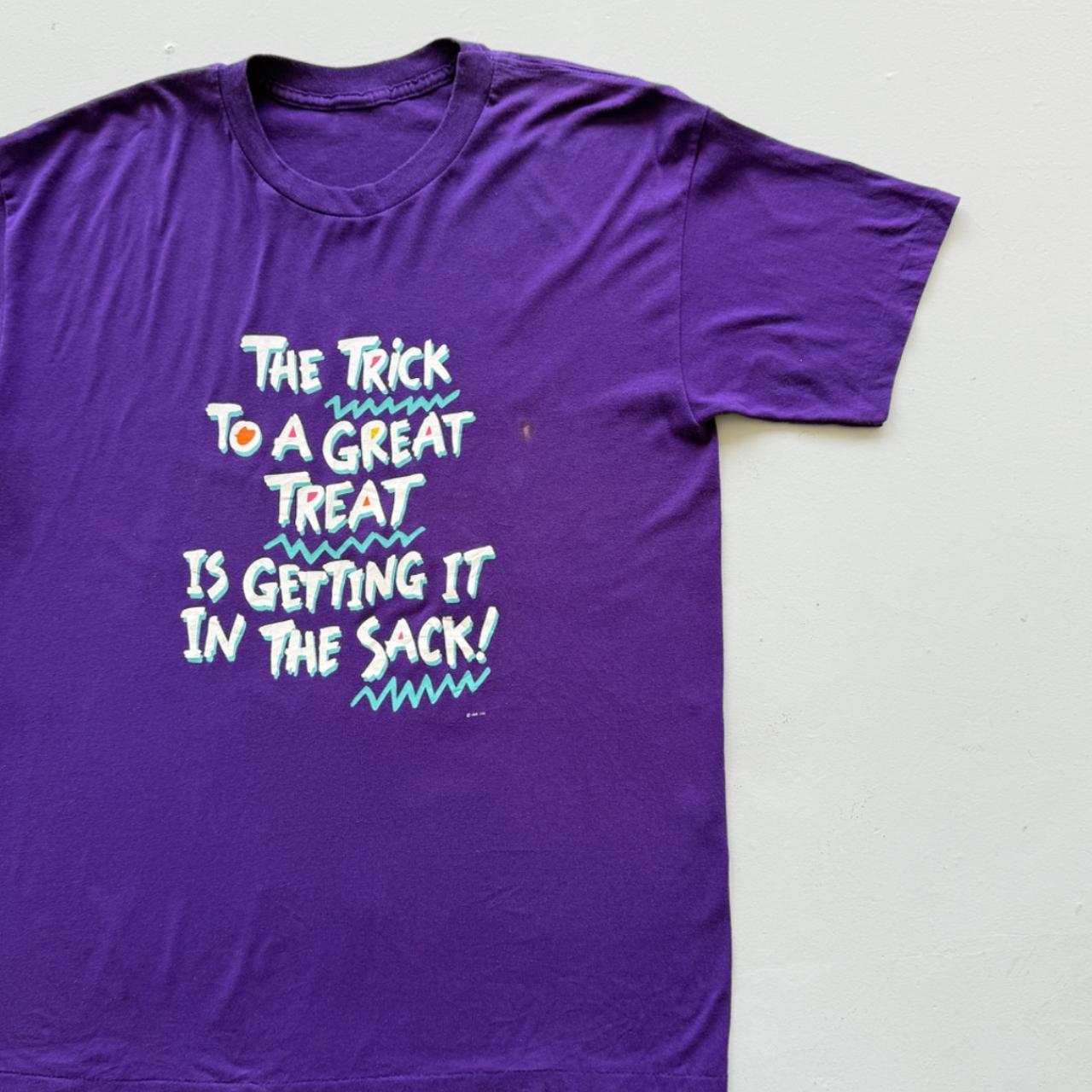 Purple Halloween 90s Slogan Vintage T-shirt - XL