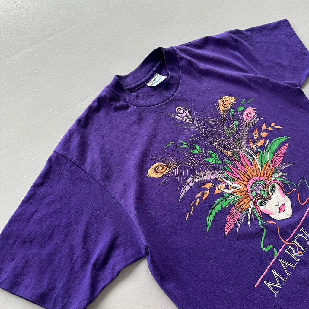 Purple Mardi Gras Vintage 90s T-shirt - Large