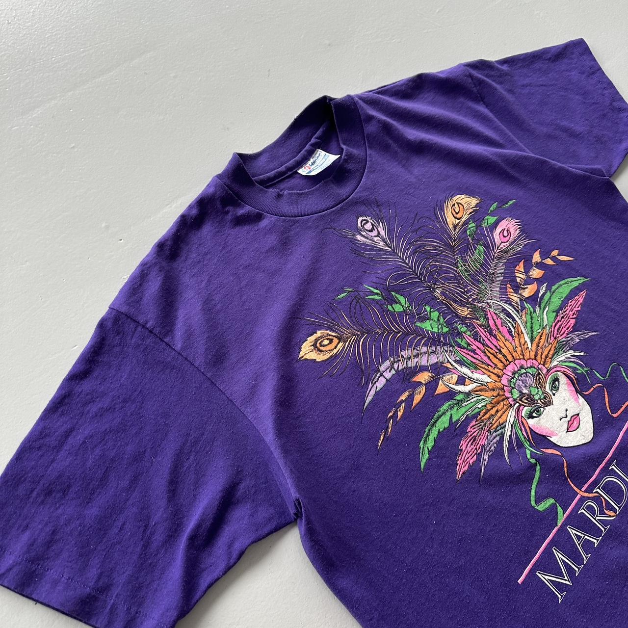 Purple Mardi Gras Vintage 90s T-shirt - Large