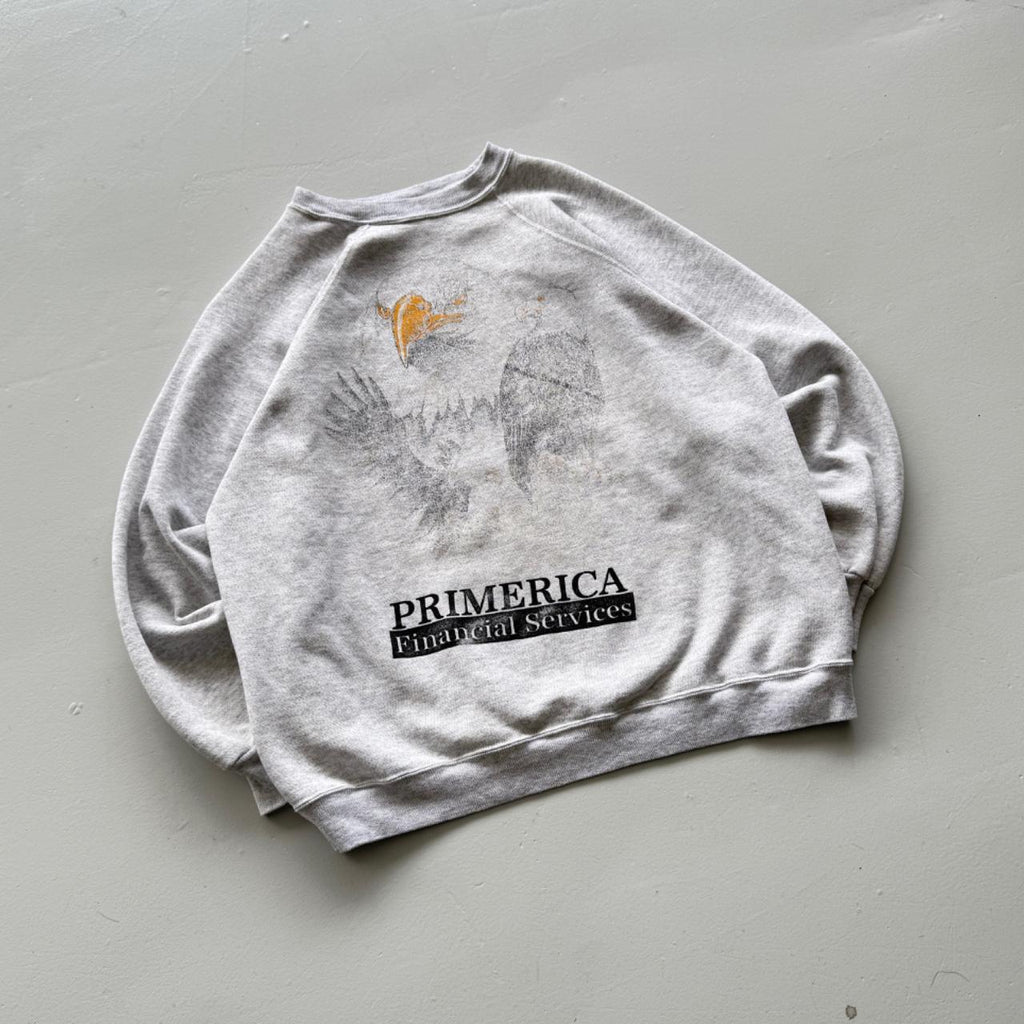 Grey Bald Eagle 90’s Vintage Primerica Graphic Sweatshirt - XL