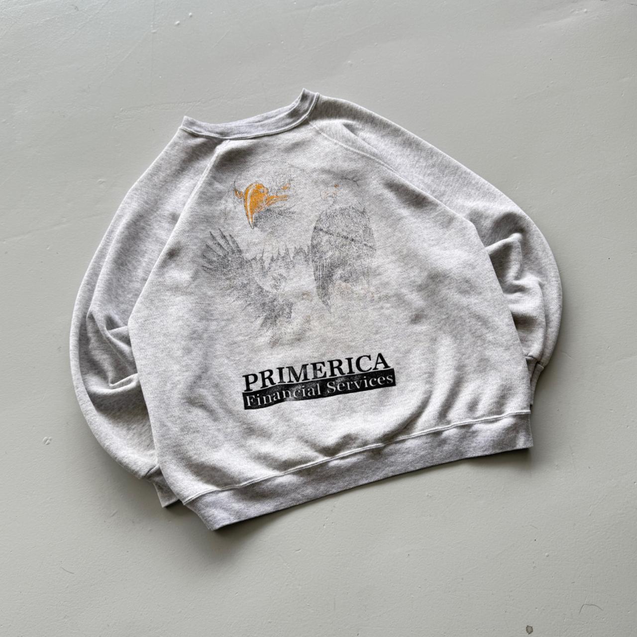 Grey Bald Eagle 90’s Vintage Primerica Graphic Sweatshirt - XL