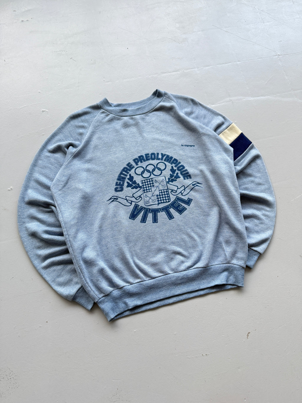 Light Blue La Ciqoqne 80's Vintage Graphic Olympic Sweatshirt Jumper - Medium