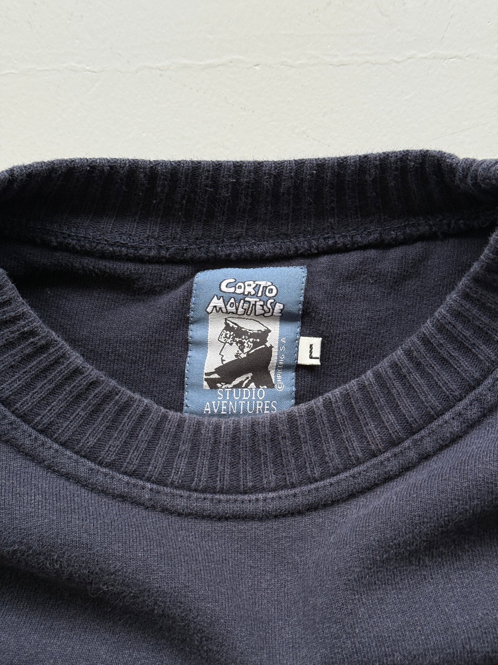 Navy Vintage Corto Maltese Sweatshirt 90's Sweater- Large