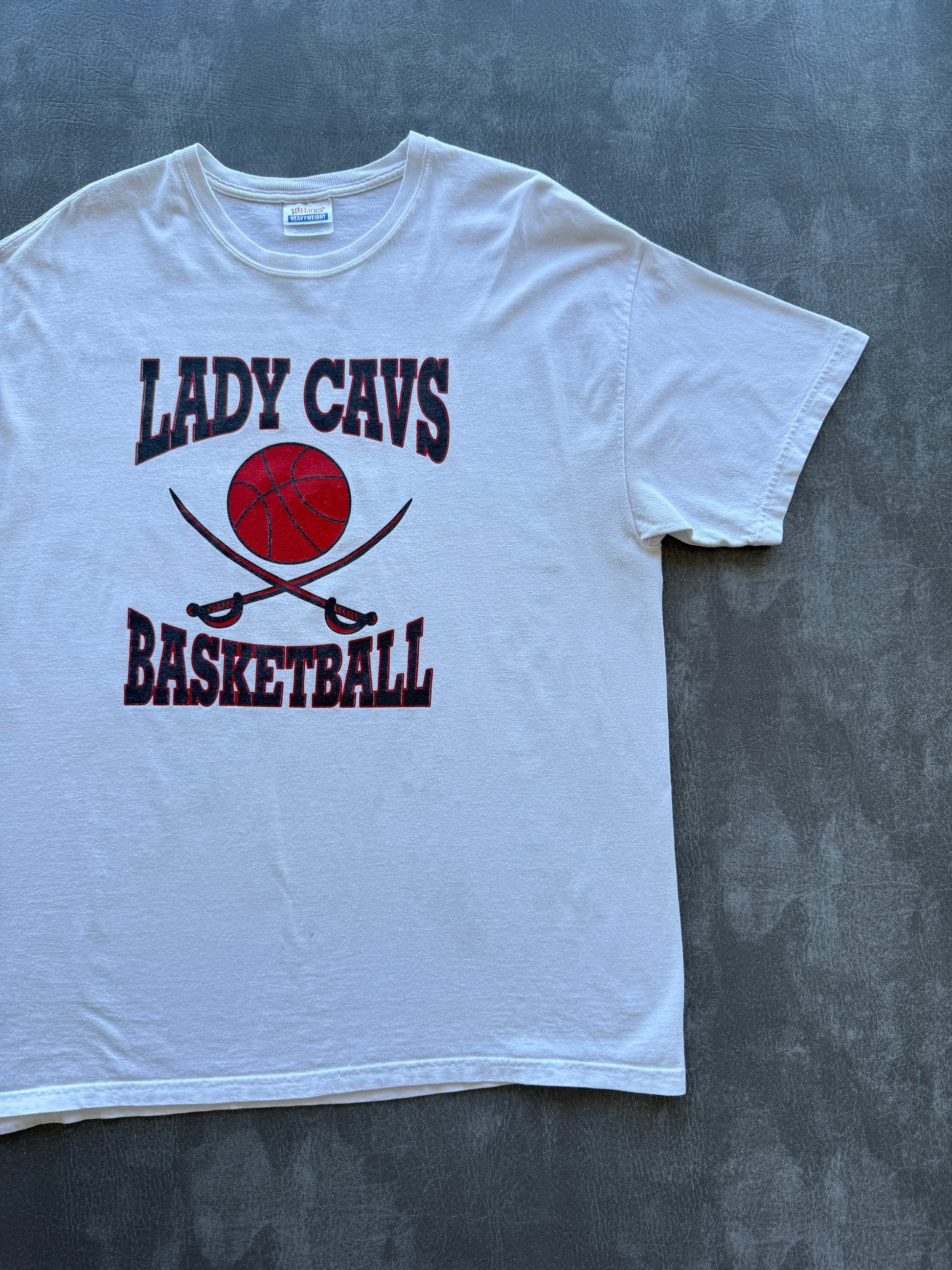 White Lady Cavs Basketball 90's Vintage Graphic T-Shirt - XL