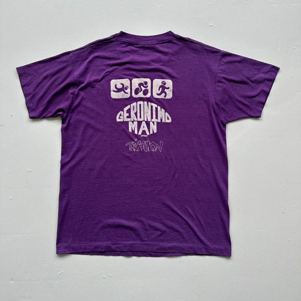 Purple Triathlon Slogan 90s Vintage T-shirt - Large