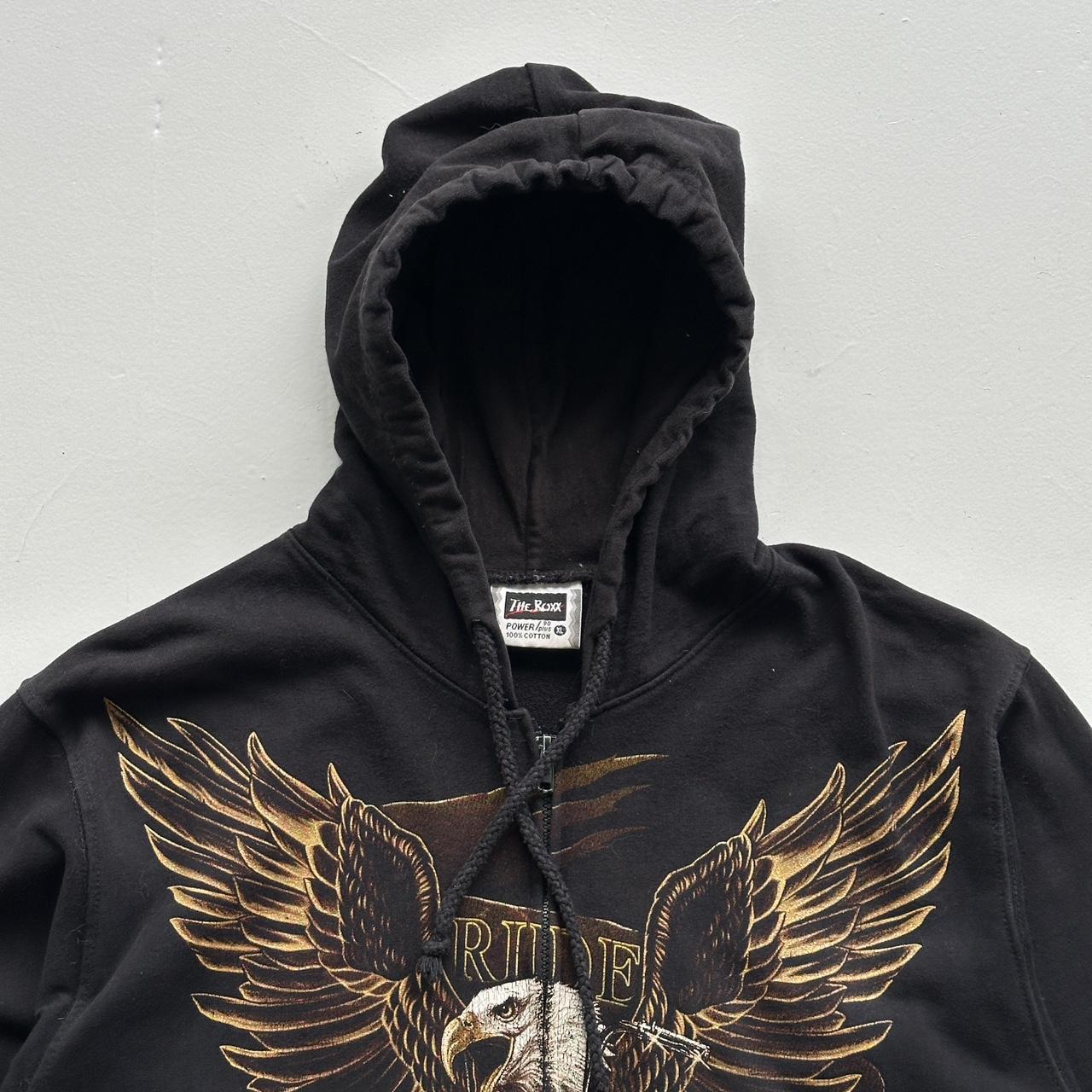 Black Biker Eagle 90’s Vintage Graphic Hoodie - Large
