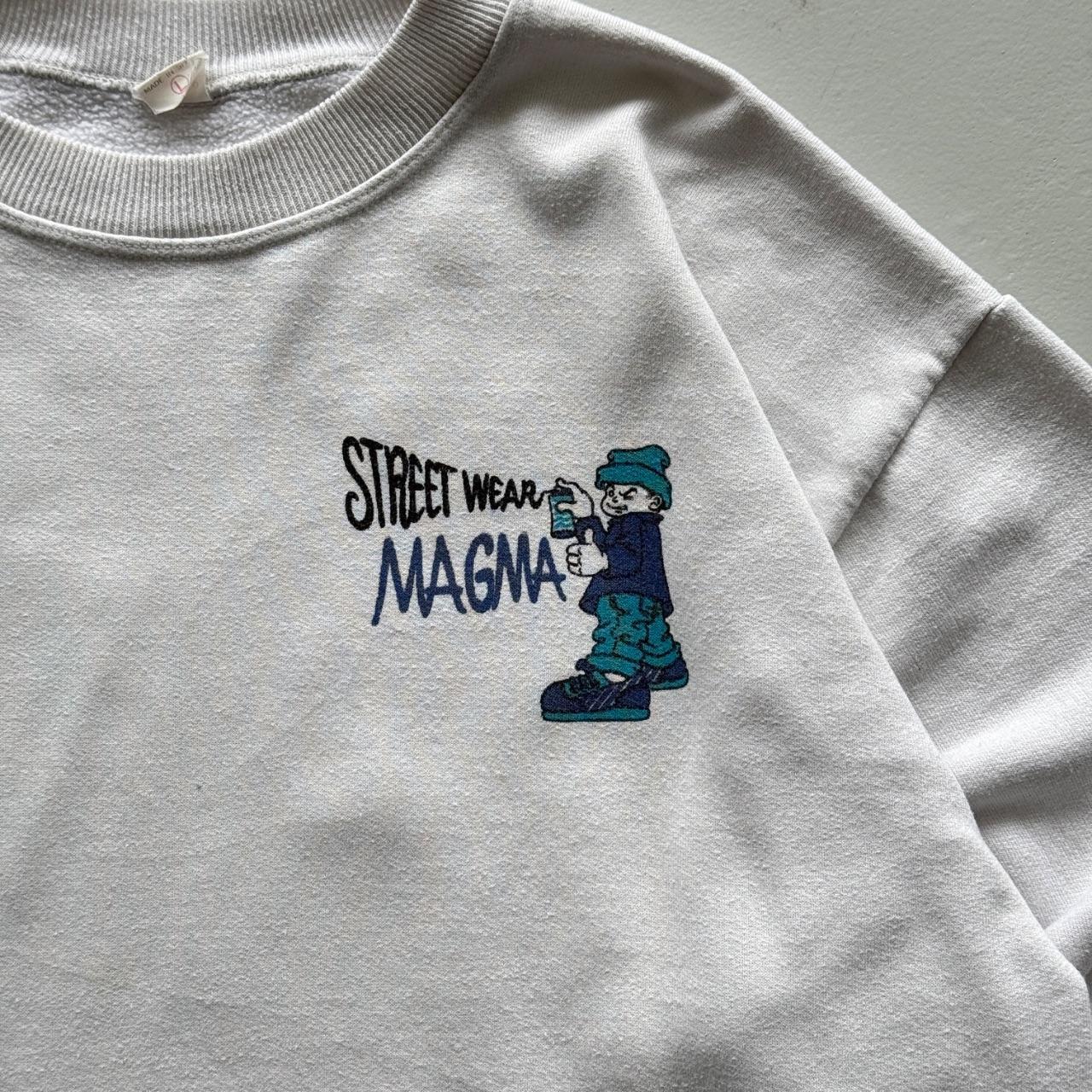 White Streetwear Magma 90’s Vintage Skate Style Sweatshirt - XS