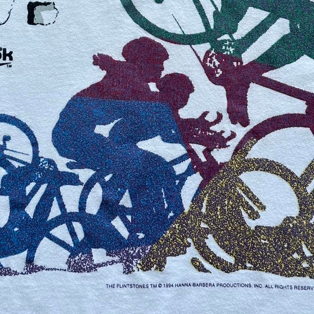 White Reebok The Flintstones Cycling Vintage 90s Rare T-shirt - XL