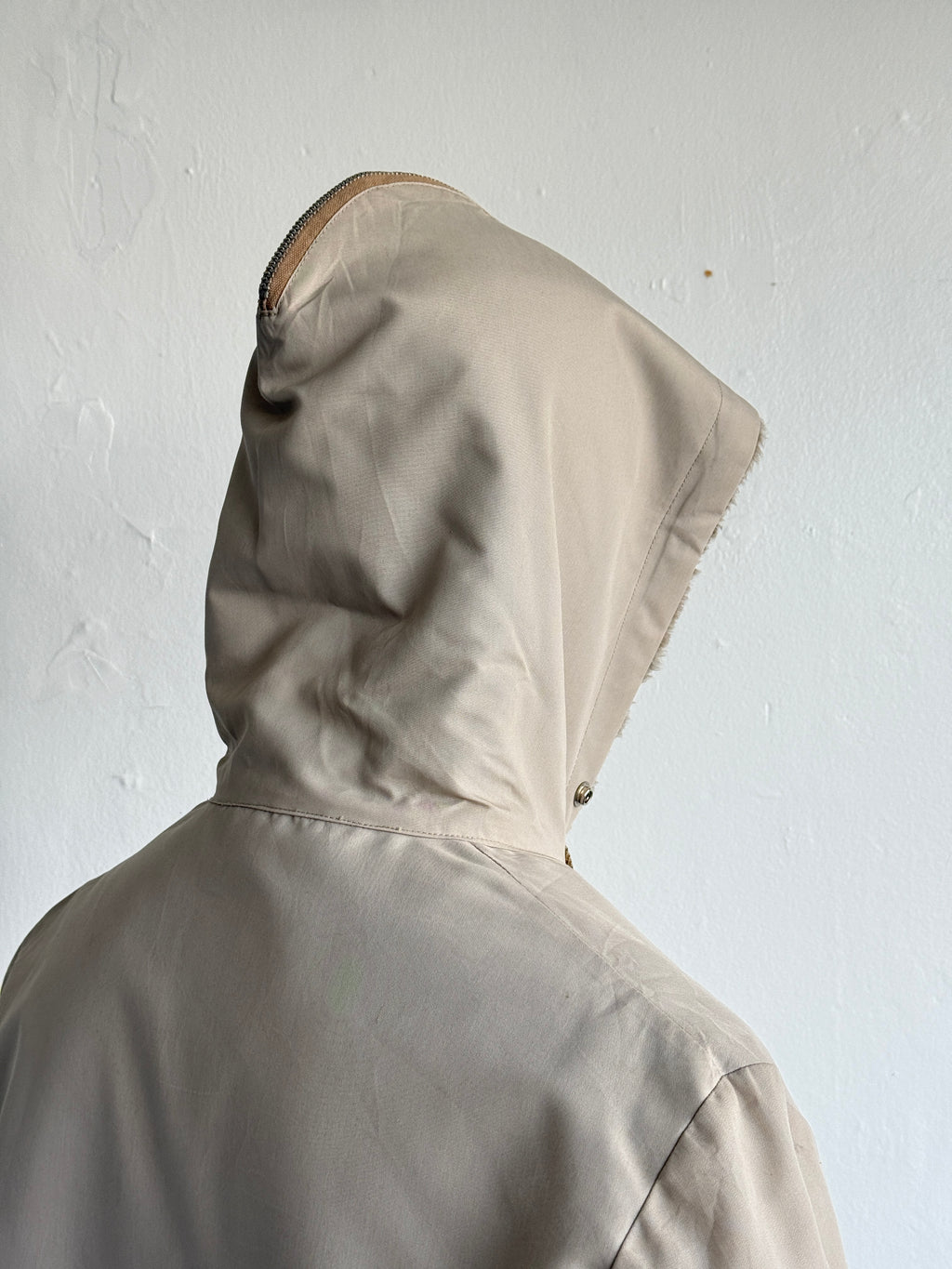 London Fog Faux Fur Collar 70's Vintage Hooded Jacket - Medium